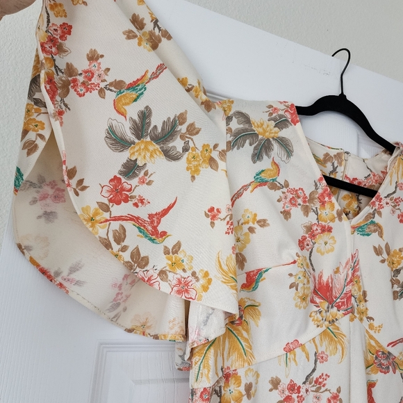 1970s Vintage Hippie Flutter Sleeve Boho Bohemian Dress #46 - Picture 4 of 9